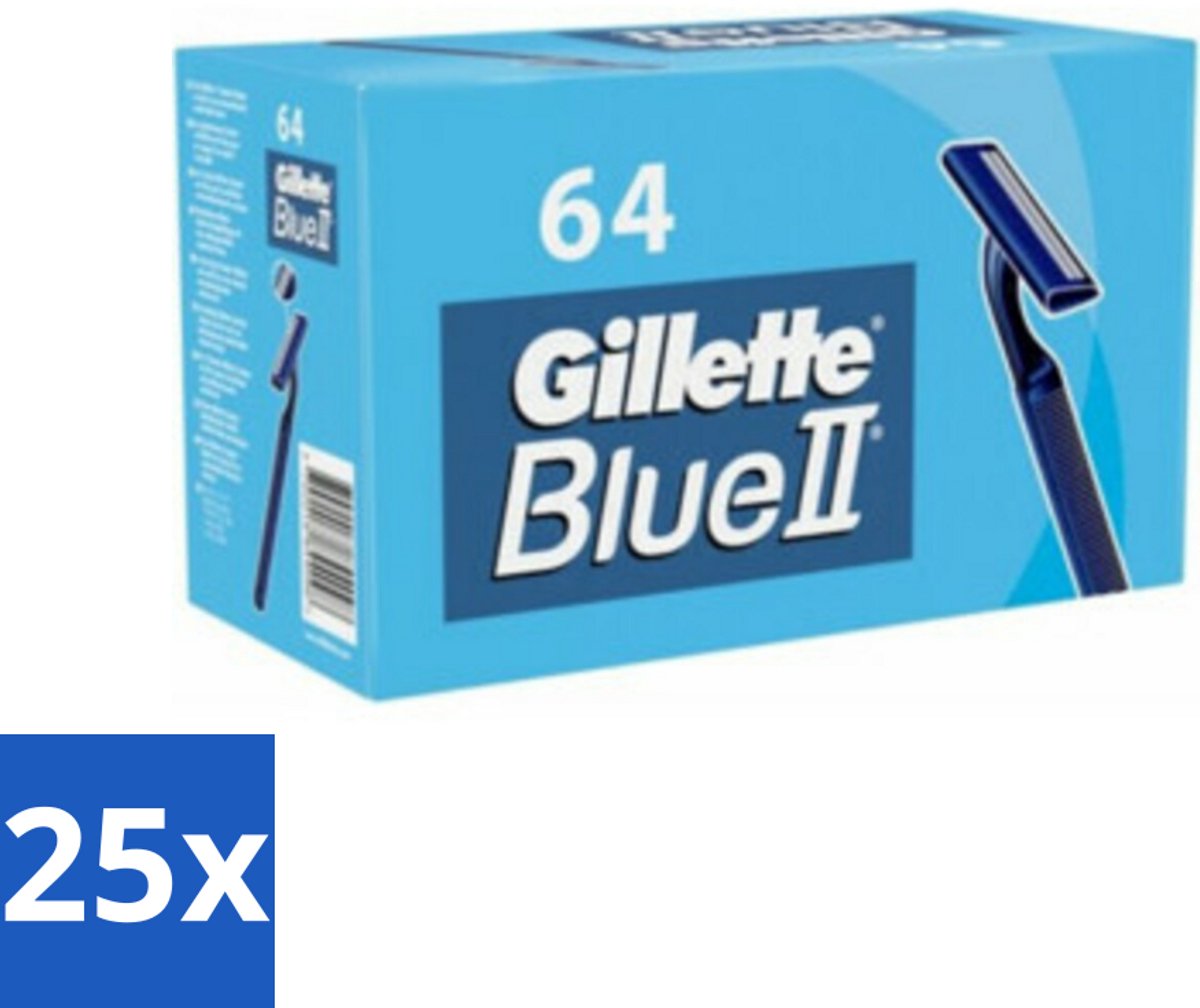 25 x Gillette - Blue 2 - Wegwerpscheermesjes - Duurzaam en comfortabel - 64 Scheermesjes - Scheermesjes - Wegwerpscheermesjes - Gillette Blue Ii - Scheerbeurt - Duurzaam Scheermesje