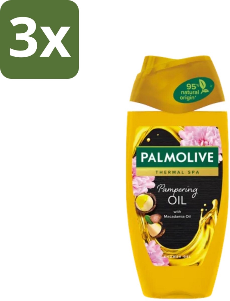 3 x Palmolive - Thermal Spa - Douchegel - Pampering Oil - Macadamia - 250 ml - Douchegel - Pampering Oil - Macadamia-olie - Spa Ervaring - Huid Verzorging