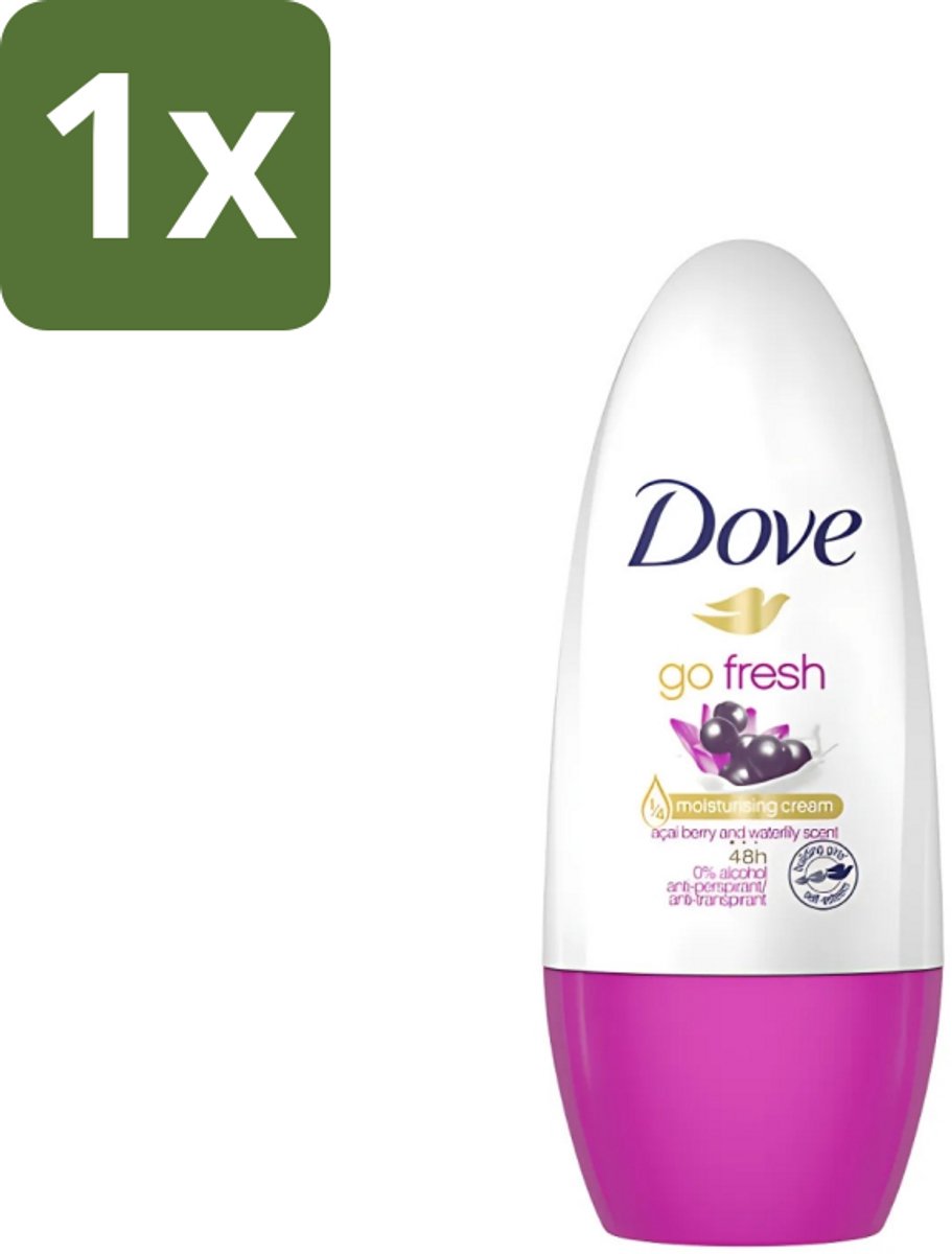 1 x Dove - Deodorant - Roller Go Fresh Acai Berry & Waterlily - Frisse geur - 50 ml - Açaí Berry & Waterlily - Fris - Vrouwelijk - Anti-transpirant - Roll-on Deodorant