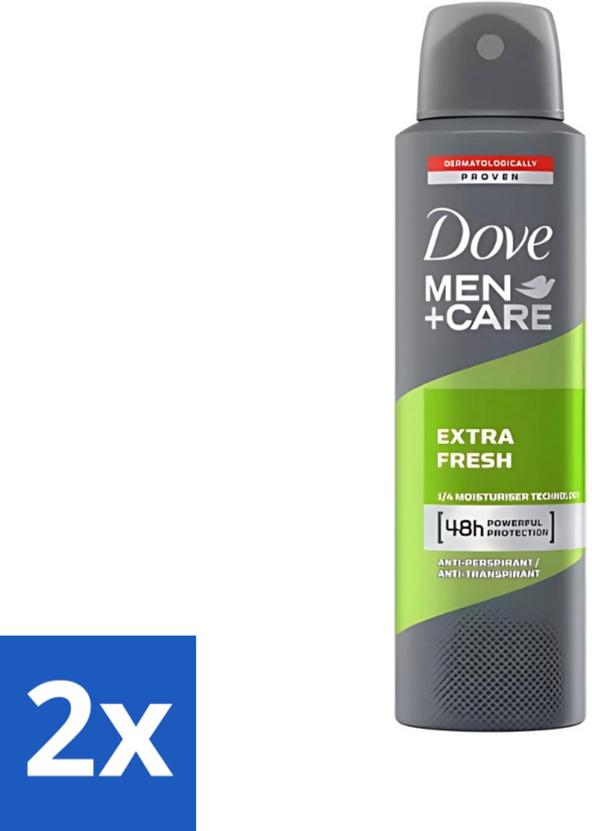 2 x Dove - Deodorant - Extra Fresh for Men - Frisse geur en bescherming - 150 ml - Dove Men+Care Extra Fresh - Deodorant Spray - Frisheid - Anti-transpirant - Zweetbescherming