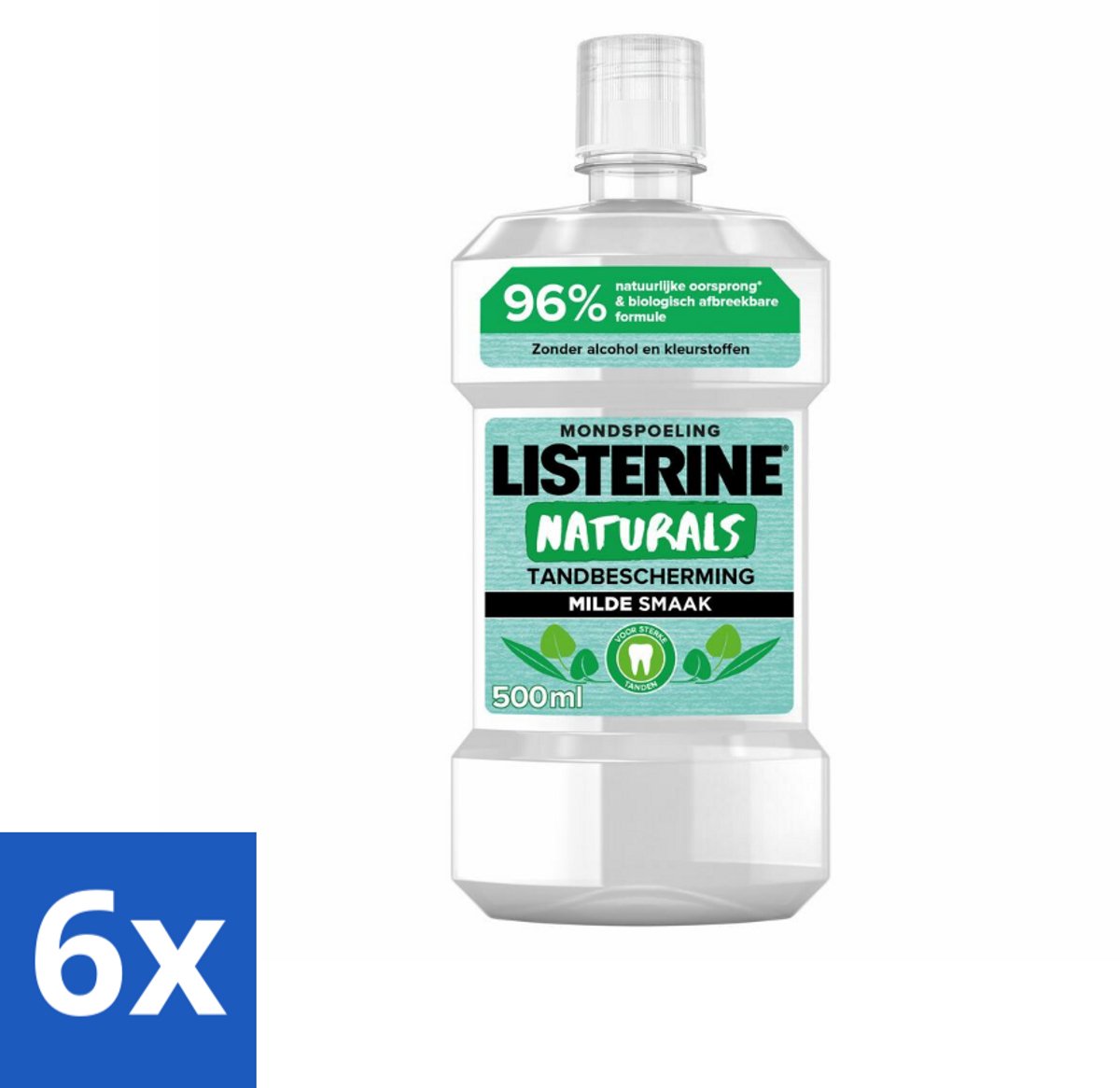 6 x Listerine Naturals Mondwater Tandbescherming 500 ml - Mondspoeling - Mondwater - Tandbescherming - Natuurlijk Mondwater - Tandgezondheid
