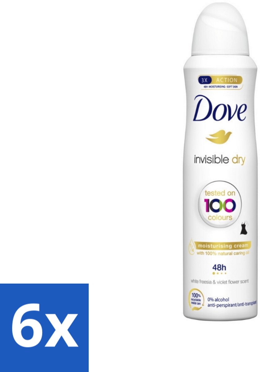 6 x Dove - Deodorant - Spray Invisible Dry - Onzichtbare bescherming - 250 ml - Dove Invisible Dry - Onzichtbare Vlekken - Deodorant Spray - Zweet En Geur - 48 Uur Bescherming