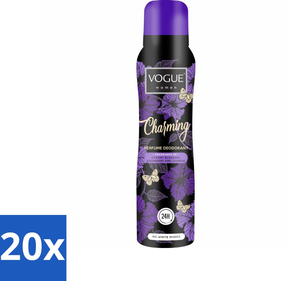 20 x Vogue Charming Parfum Deodorant 150 ml - Parfum Deodorant - Geur - 24 Uur Bescherming - Zweet Bescherming - Japanse Kersenbloesem