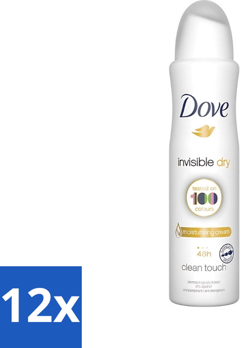 12 x Dove - Deodorant - Invisible Dry - Onzichtbare bescherming - 250 ml - Deodorant Spray - Onzichtbare Deodorant - Vlekkenvrij - Zweet En Geur - Huidbescherming
