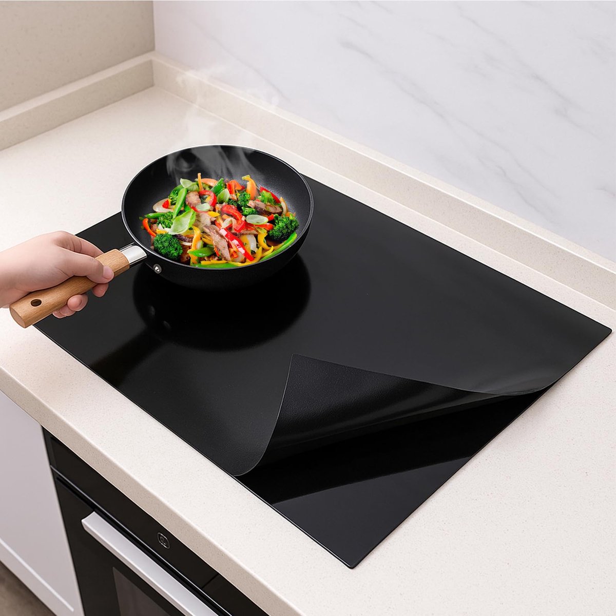 61x52cm Inductie Kookplaat Protector Mat Grote Siliconen Inductie Kookplaat Cover Magnetische Kookplaat Krasbeschermer - ShopVlot