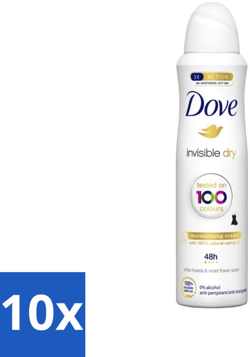 10 x Dove - Deodorant - Spray Invisible Dry - Onzichtbare bescherming - 250 ml - Onze Zichtbare Vlekken - Onzichtbare Frisheid - Deodorant Spray - Zweet En Geur Bescherming - 250 Ml Deodorant