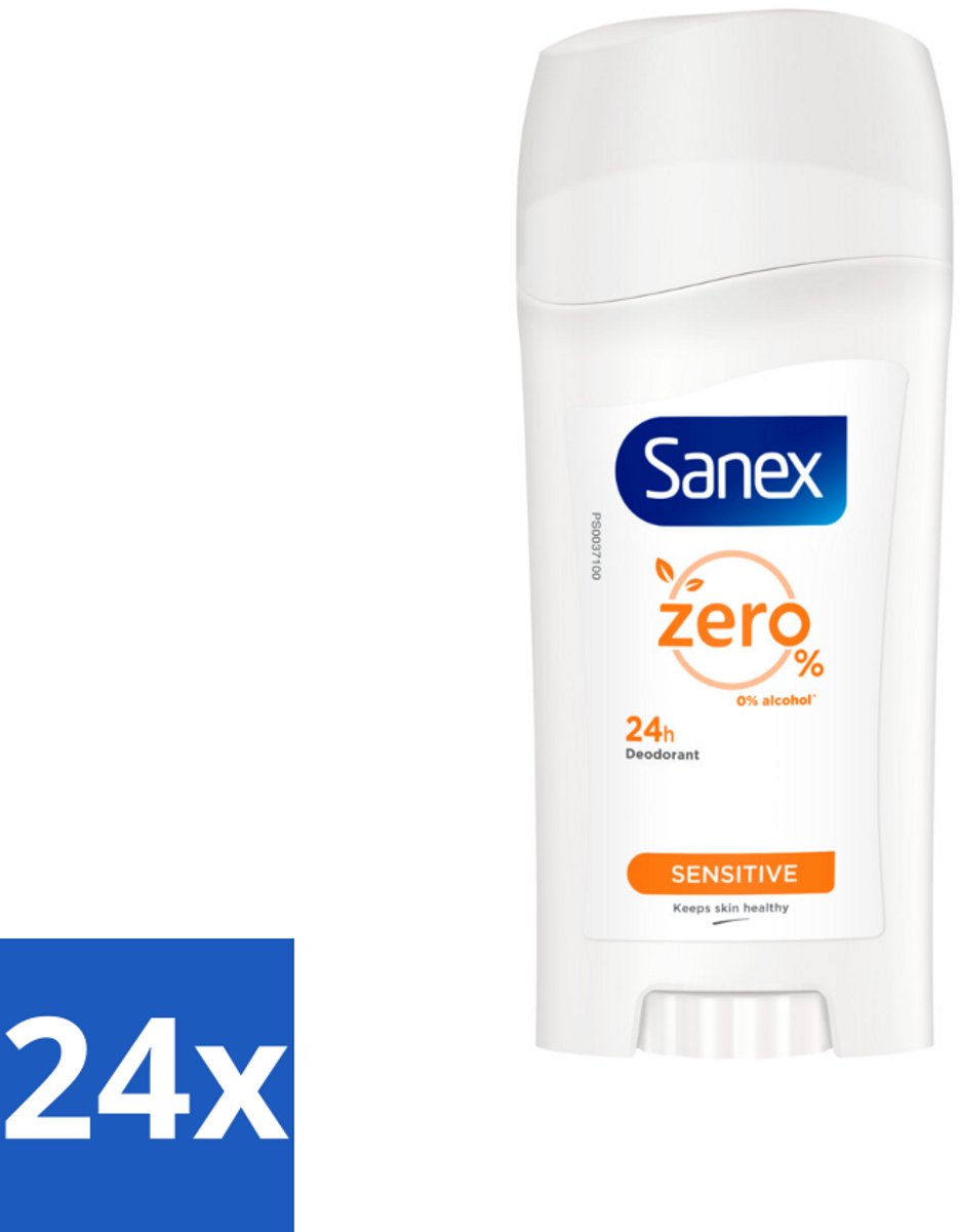 24 x Sanex Deodorant Stick Dermo Sensitive 65 ml - Deodorant Stick - Gevoelige Huid - Alcoholvrij - 24 Uur Bescherming - Huidbescherming
