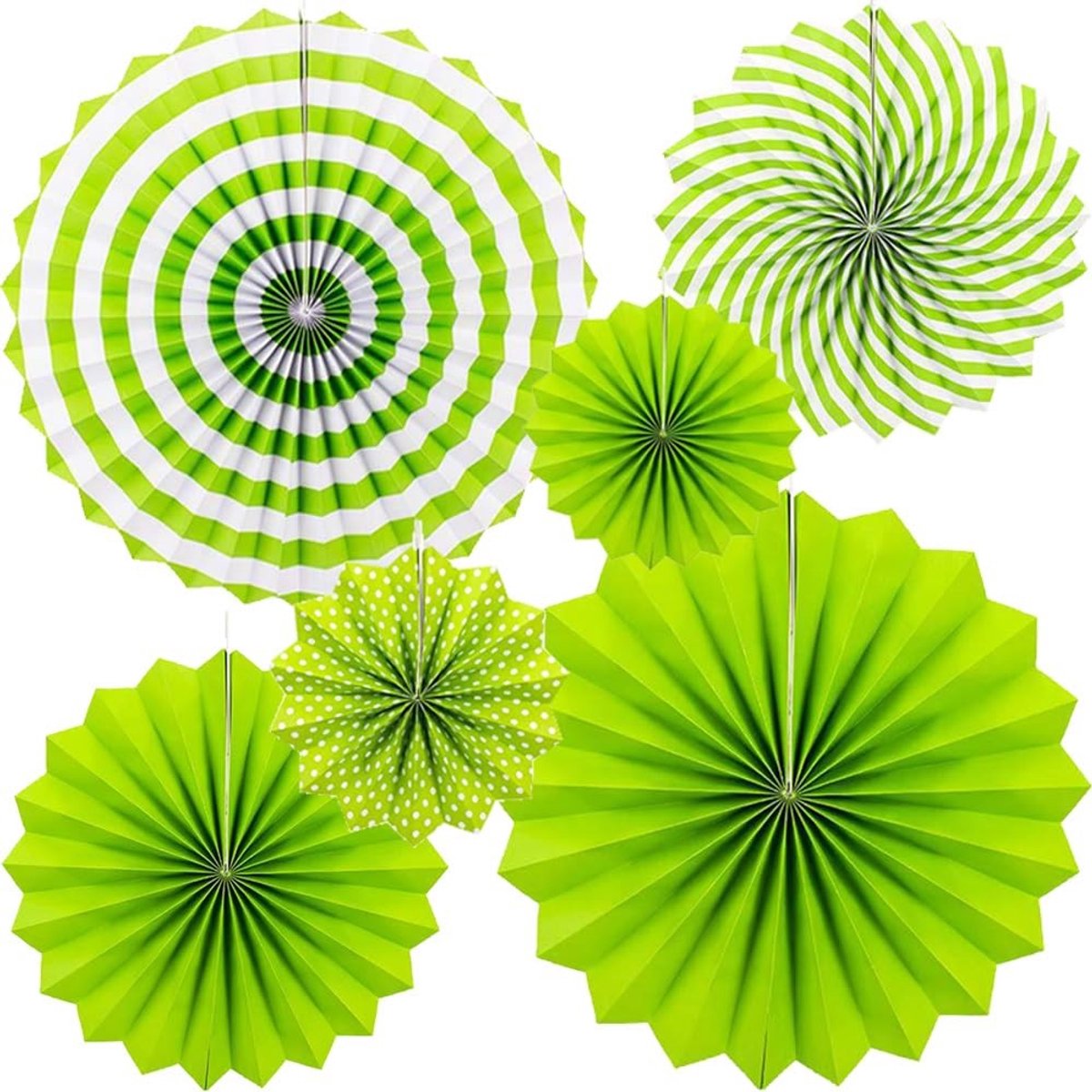 Solidchoice - Set van 6 Papieren Ventilatoren voor Feestdecoratie