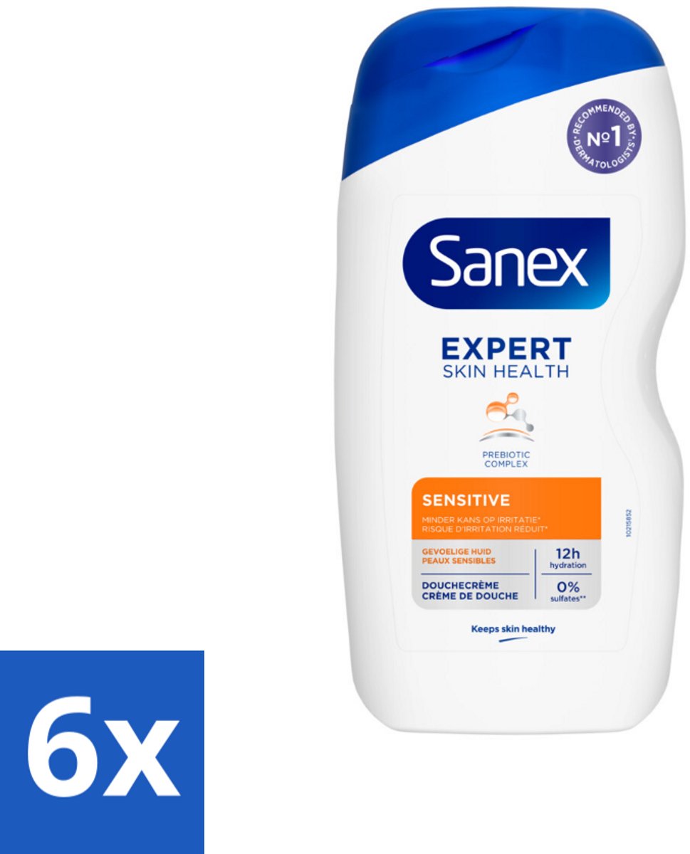 6 x Sanex Douchegel Expert Skin Health Sensitive 400 ml - Gevoelige Huid - Douchegel - Huidverzorging - Milde Reiniging - Whey Proteïne