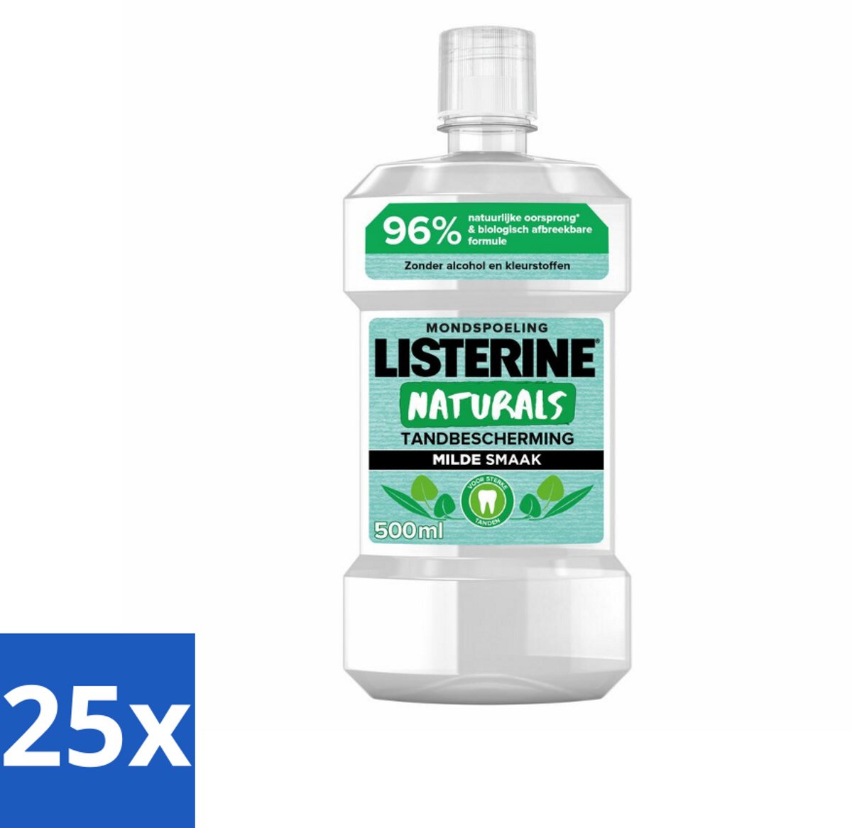 25 x Listerine Naturals Mondwater Tandbescherming 500 ml - Mondspoeling - Mondwater - Tandbescherming - Natuurlijk Mondwater - Tandgezondheid