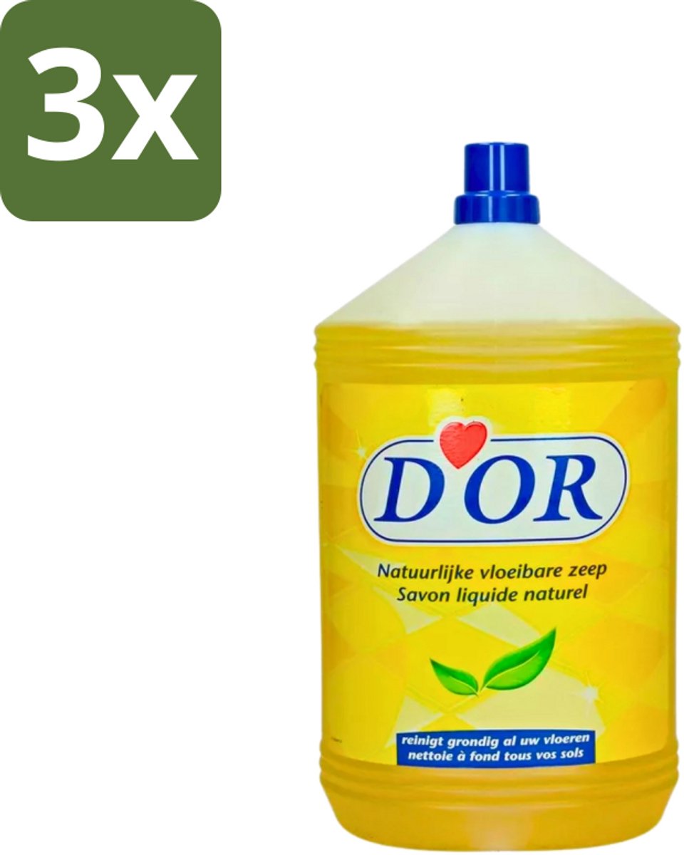 3 x D'Or - Natuurlijke Vloeibare Zeep - Voor Vloeren en Tegels - 5 liter - Vloer Reinigen - Vloer Schoonmaken - Vloer Reinigingsmiddel - Natuurlijke Zeep - Vloer Reinigen Binnen
