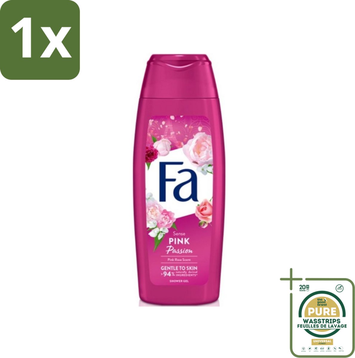 1 x Fa - Pink Passion - Douchegel - Roze Roos - 250 ml- Douchegel Roze Roos - Roze Roos Geur - Douchegel Voor Huid - Huid Verzorging - Verfrissende Douchegel