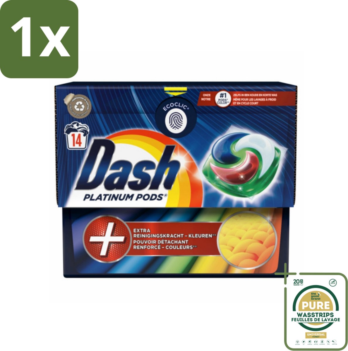 1 x Dash Platinum - Wasmiddel Capsules - Gekleurde Was - 14 Wasbeurten- Gekleurde Was - Wasbeurten - Vlekverwijdering - Wasmiddel - Wascapsules