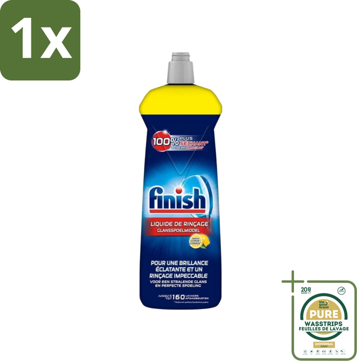 1 x Finish - Glansspoelmiddel - Citroen - Stralende glans - Tot 160 Afwasbeurten - 800 ml- Glansspoelmiddel - Glans - Citroen - Vaatwas - Vaat Drogen