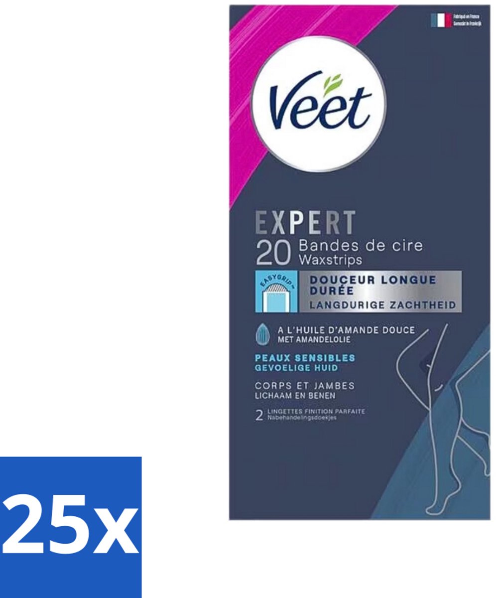25 x Veet Expertn - Ontharingsstrips - Lichaam & benen - Normale huid - 20 Strips - Ontharen - Ontharingsstrips - Huid - Benen - Normale Huid