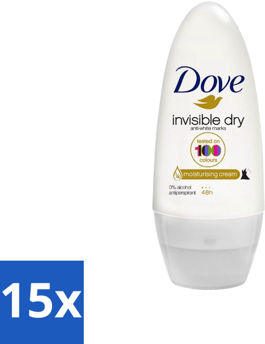 15 x Dove Invisible Dry - Deodorant Roll-on - Anti-Transpirant - 50 ml - Onziend - Anti-transpirant - Okselbescherming - Onzichtbare Anti-transpirant - Okselcrème