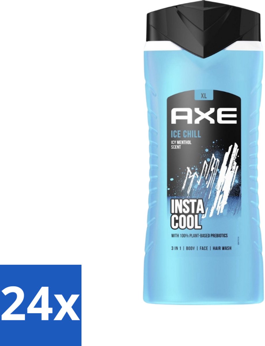 24 x Axe XL - 3-in-1 Douchegel - Ice Chill - Icy Menthol - Insta Cool - 400 ml - Douchegel - Axe - Ice Chill - Bevroren Munt - Citroen