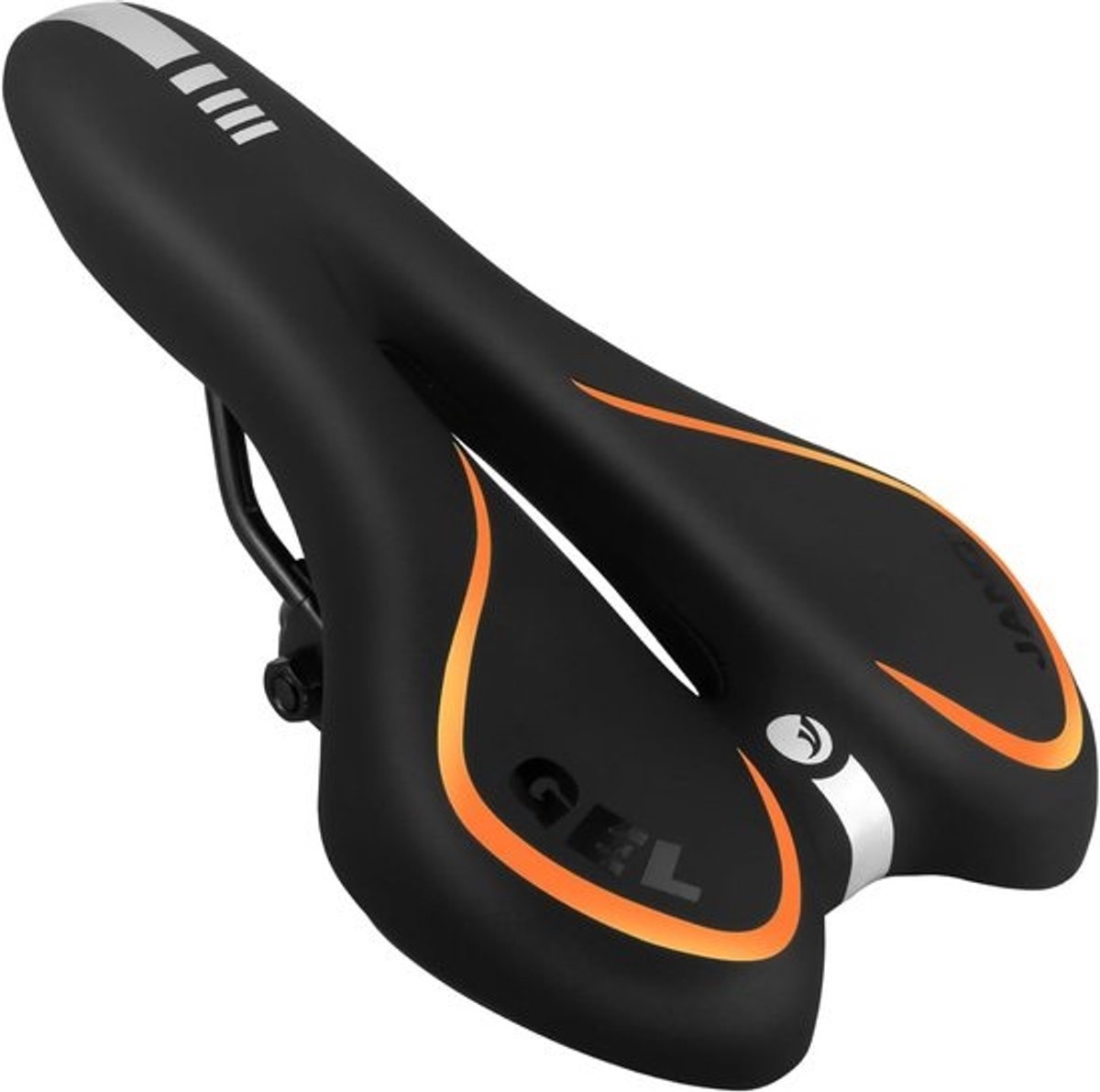 Fietszadel Gel - Comfortabel Zacht - Fietsen Lange Afstand - Reflecterende Veiligheidsstrip - 28 x 16 cm - Oranje