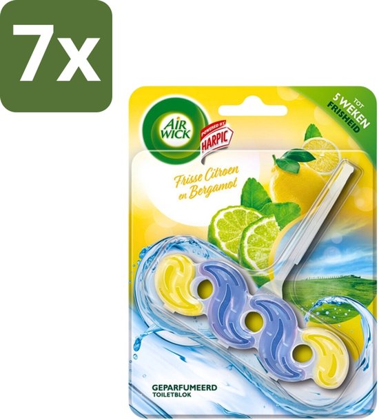 7x Air Wick toiletblok met frisse citroen en bergamot geur, 5 weken frisheid.