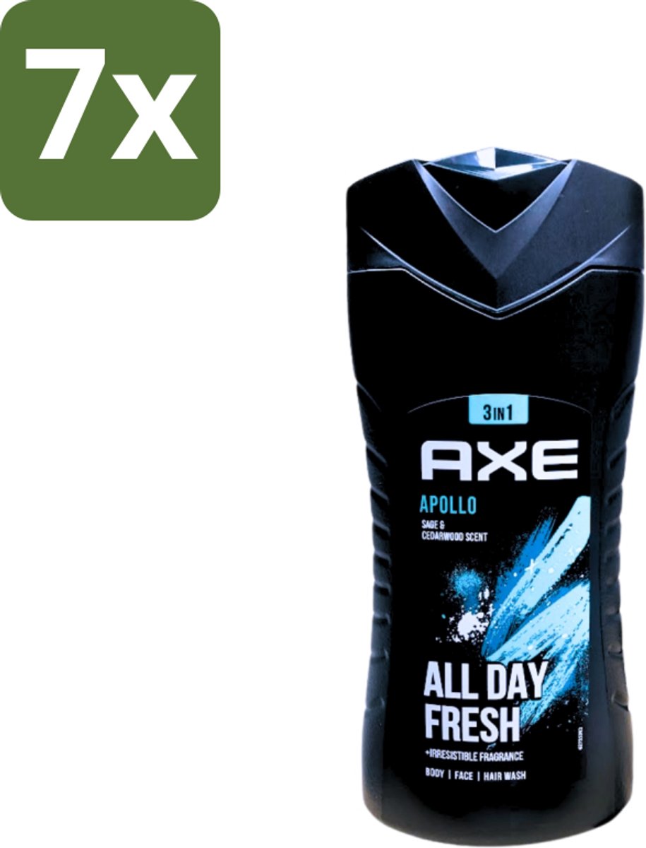 7 x Axe - 3-in-1 Douchegel - Apollo - Sage & Cedarwoord - All Day Fresh - 400 ml - Douchegel - Lichaam - Gezicht - Haar - Salie