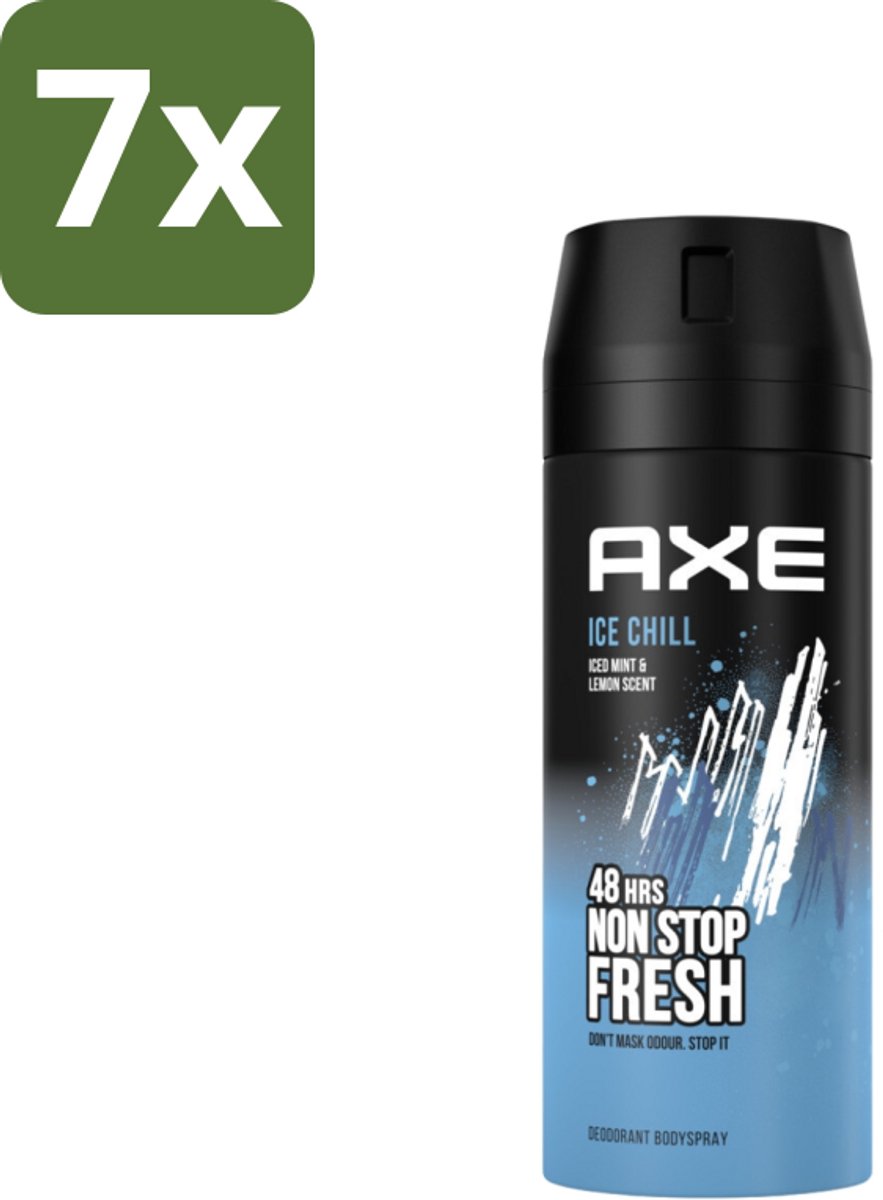 7 x Axe - Deodorant Bodyspray - 48hrs Fresh - Ice Chill - Iced Mint & Lemon - 150 ml - 48 Uur Bescherming - Lichaamsgeur - Deodorant - Frisheid - Bevroren Munt