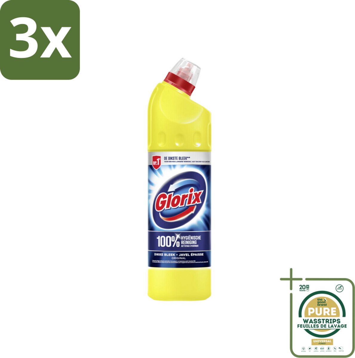 3 x Glorix Original - Toiletreiniger - Dikke Bleek - Intensieve Reiniger - 750 ml - Grootverpakking - Toiletreiniger - Reiniging Toilet - Anti-kalk - Hygiëne Toilet - Kalkaanslag