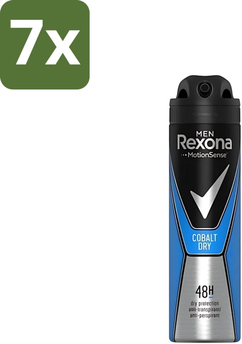 7 x Rexona Men - Deodorant Spray - Motion Sense - Cobalt Dry - Anti-Transpirant & Perspirant - 150ml - Anti-transpirant - Deodorant Spray - Mannelijke Deodorant - Frisse Geur - Bescherming Tegen Transpiratie