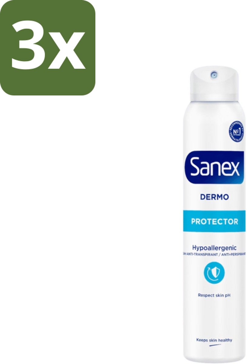 3 x Sanex Dermo - Deodorant Spray - Hypoallergeen - Anti-Transpirant - 150 ml - Deodorant Spray - Hypoallergenisch - Huidbescherming - Transpiratie - Geur