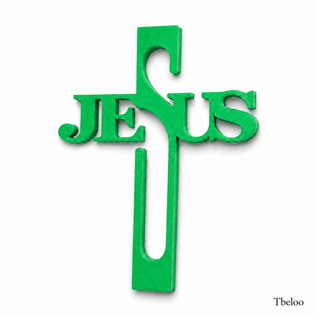 Tbeloo Jezus Kruis – Christelijke Wanddecoratie – 3D Geprint – Groen – 18 cm x 13 cm