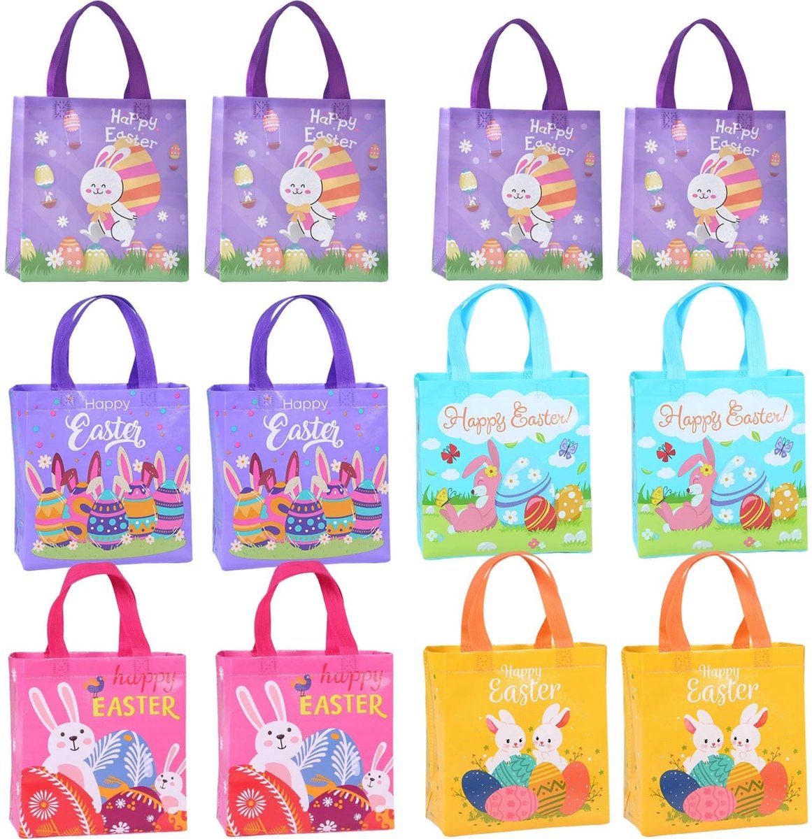Elzusha - Set van 12 Kleurrijke Paascadeautasjes met Hengsels