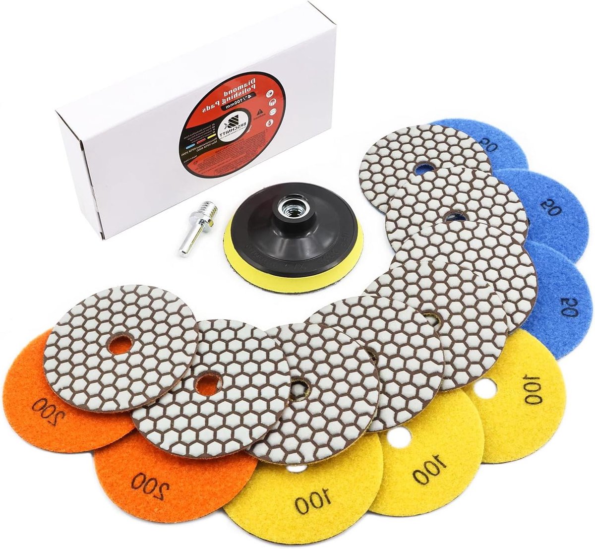 Diamant Polijstpads - Droogpolijstset - Steen Bewerken - Hoge Slijtvastheid - 8 stuks - Multicolor