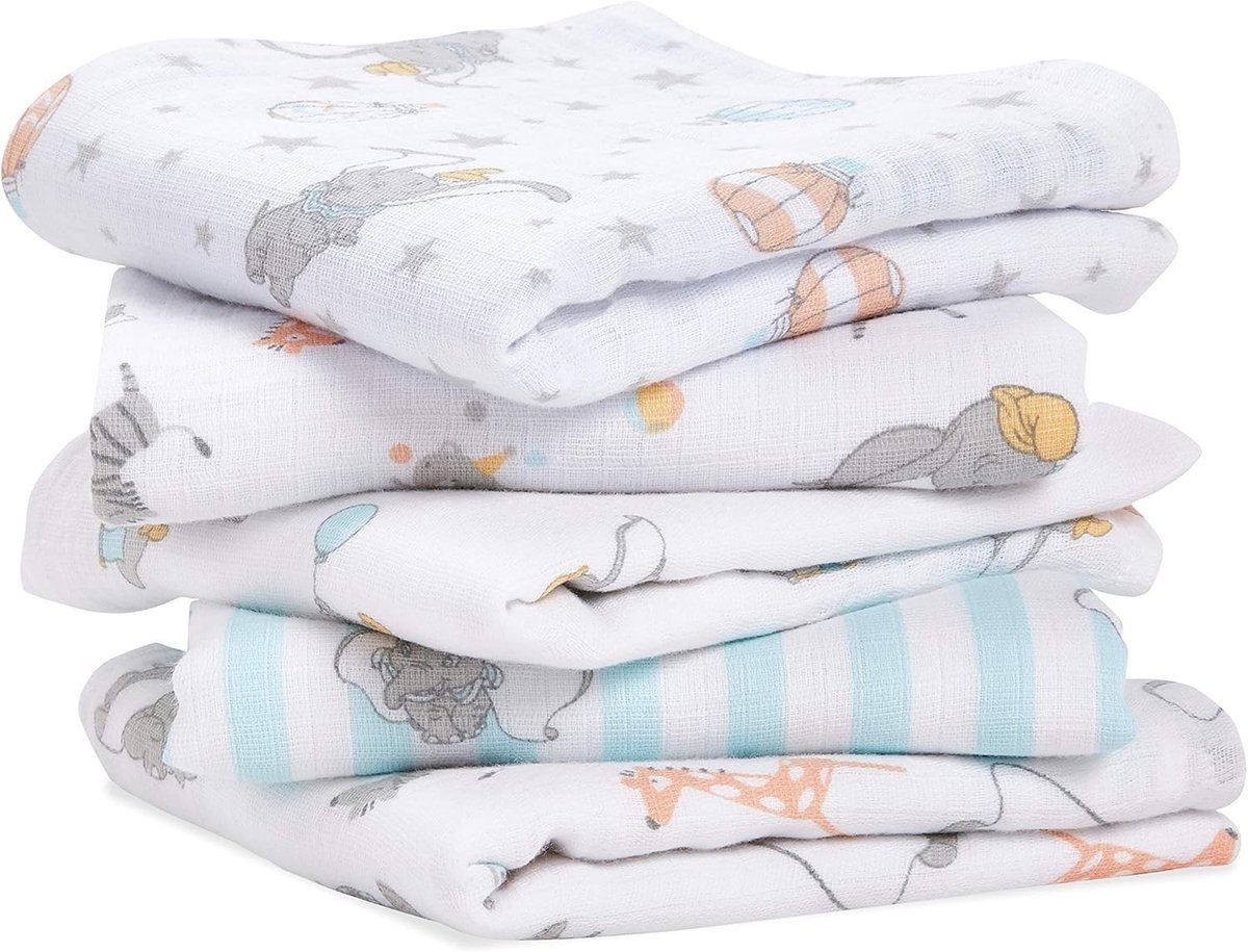 Elzusha - Set van 5 Muslin Doeken 60x60cm voor Baby's