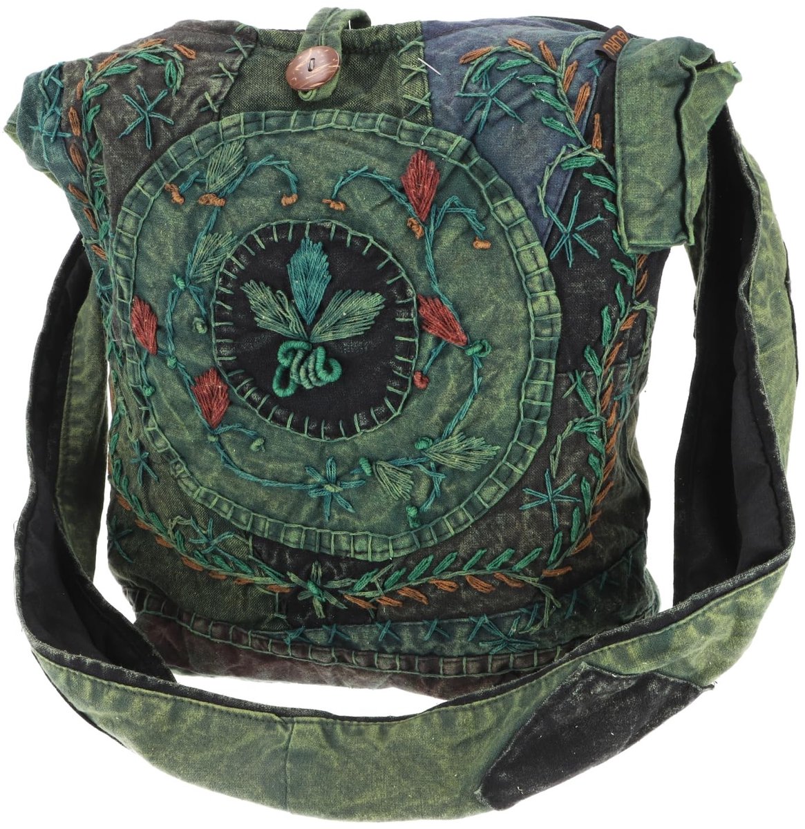 Elzusha - Batik schoudertas - Unisex - Groene etnische stijl