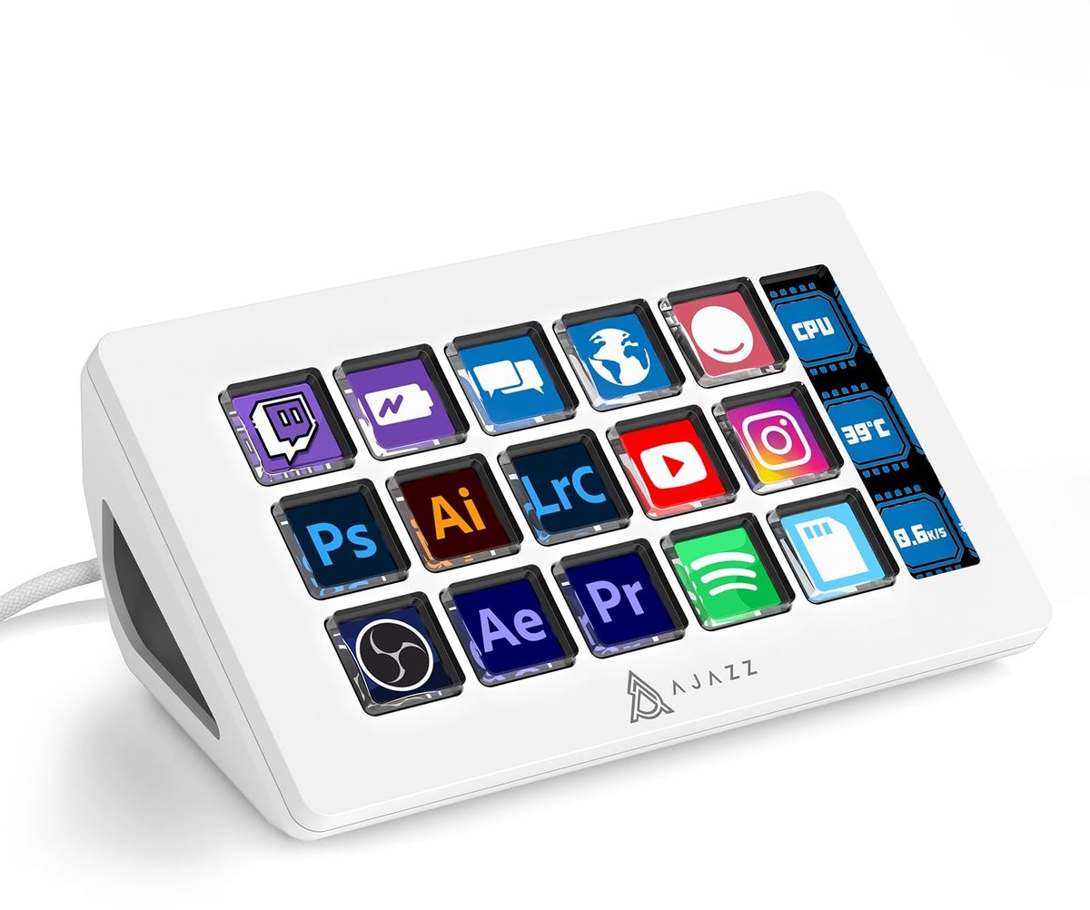 Elzusha - Stream Controller met 15 Macrotoetsen voor Creators