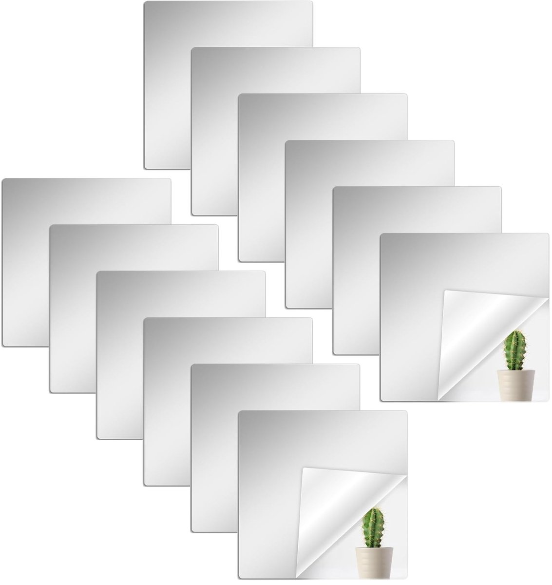 Elzusha - Set van 12 Acryl Spiegeltegels Zelfklevend voor Wanddecoratie