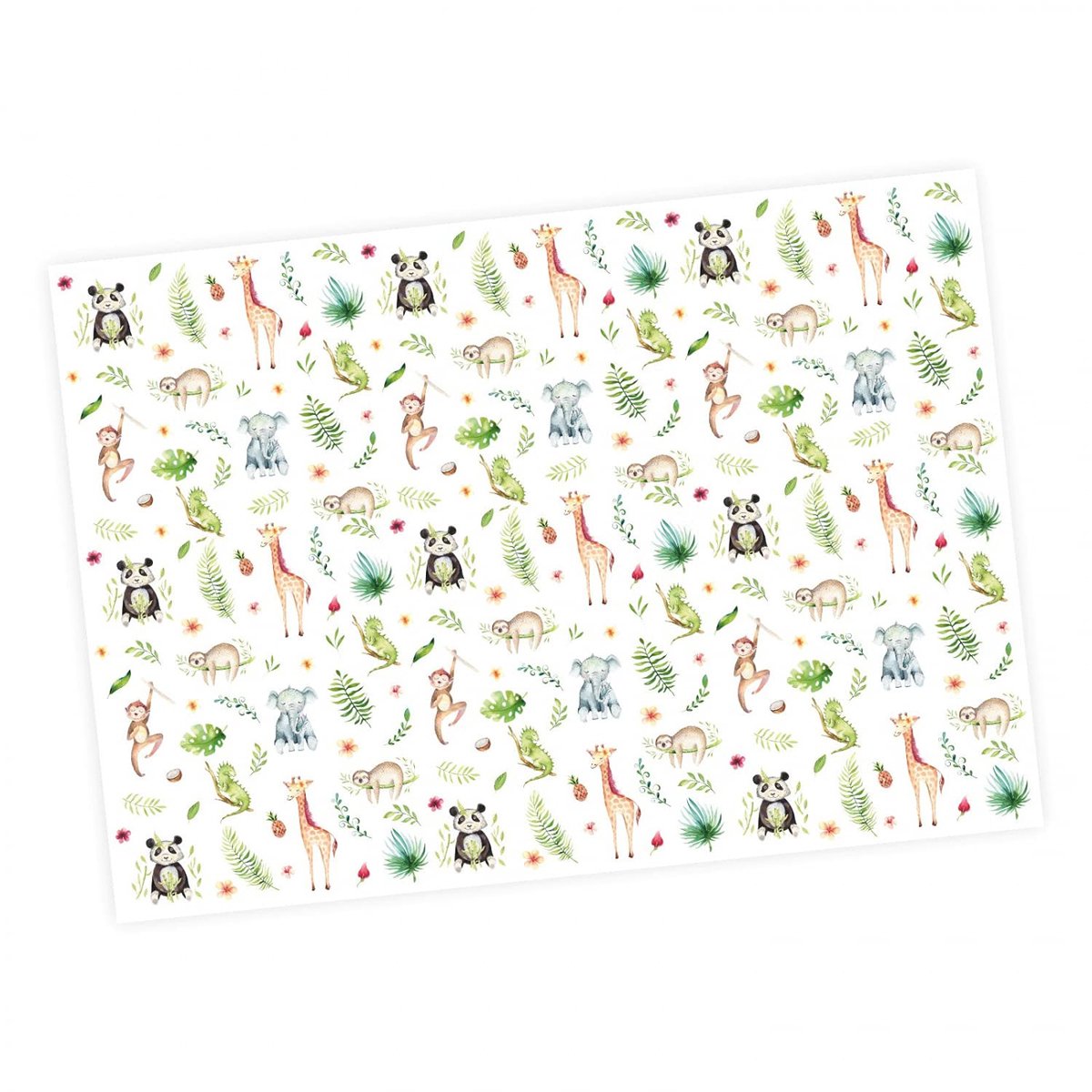 Elzusha - 5 Vellen Cadeaupapier Jungle Dieren - Kleurrijk en Stijlvol voor Kinderen