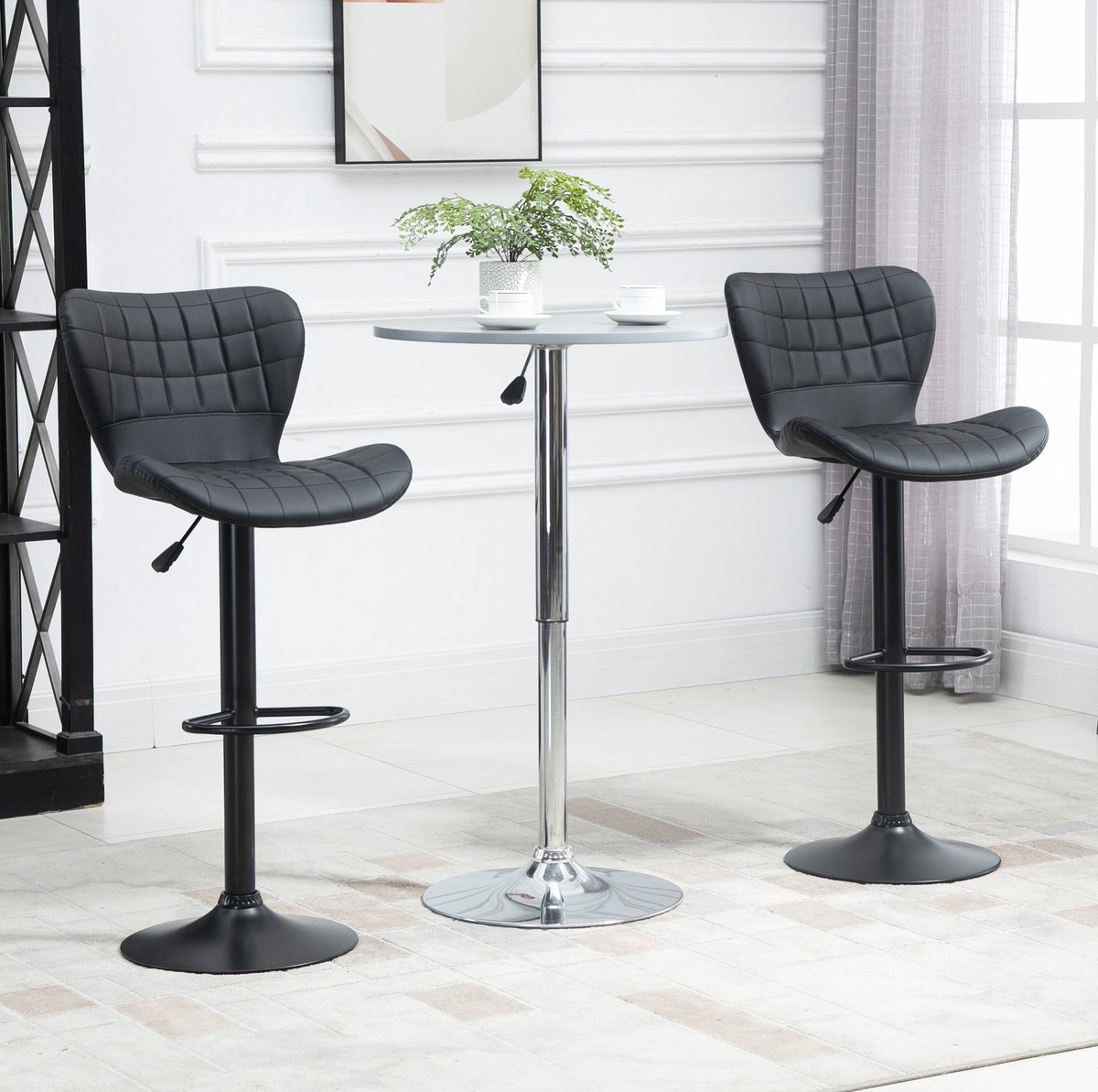 MIVRAY Barstoel Set van 2 - Retrodesign - In Hoogte Verstelbaar & 360 Graden Draaibaar - Voor Keukenbar En Huisbar - Kunstleer Zwart