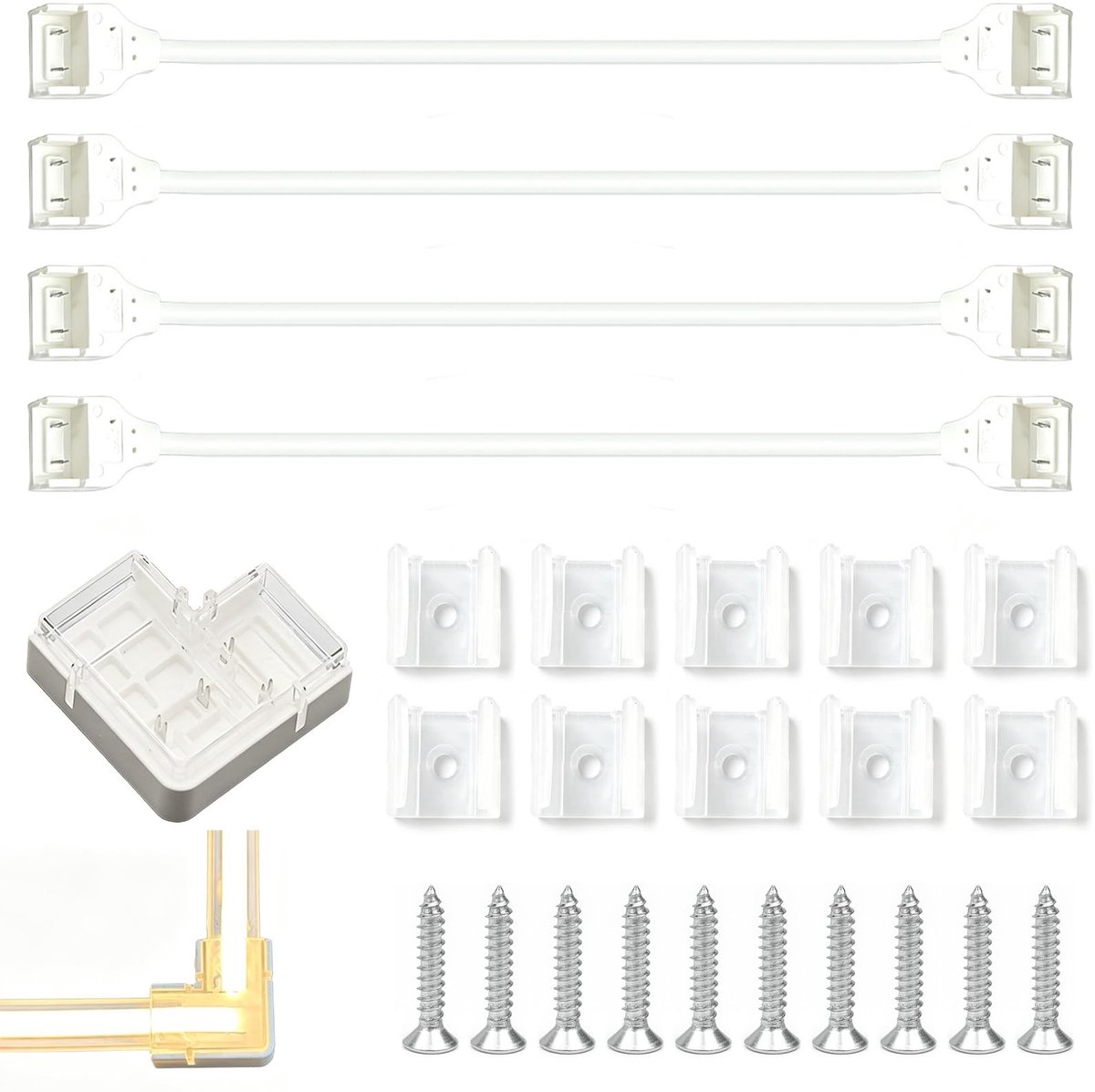 Elzusha - L-vormige Hoekverbinder voor COB-ledstrips, Solderen Vrij