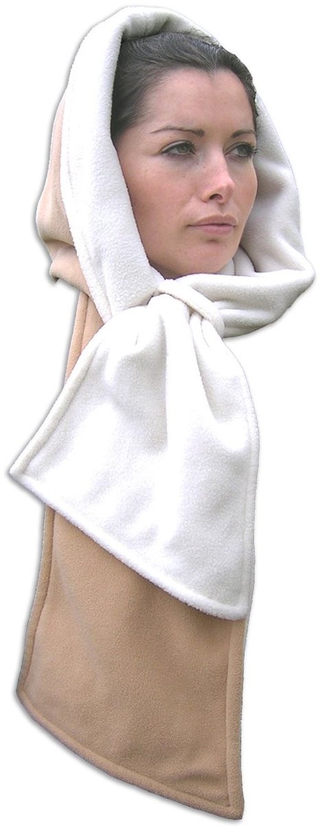 Elzusha - Dames Sjaal - Beige en Wit - Omkeerbaar
