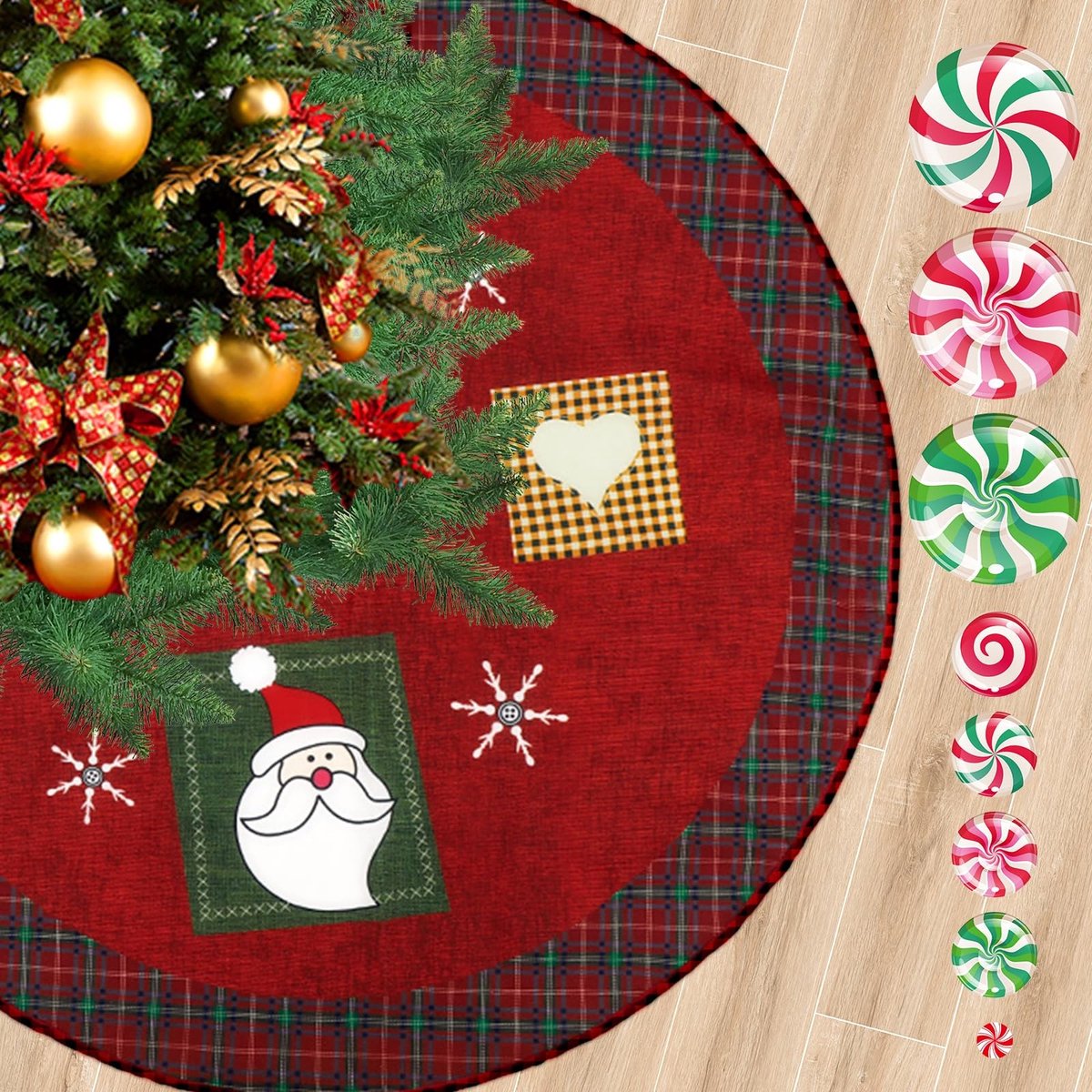 Elzusha - 36 Inch Rode Kerstboomrok met Snoepstickers