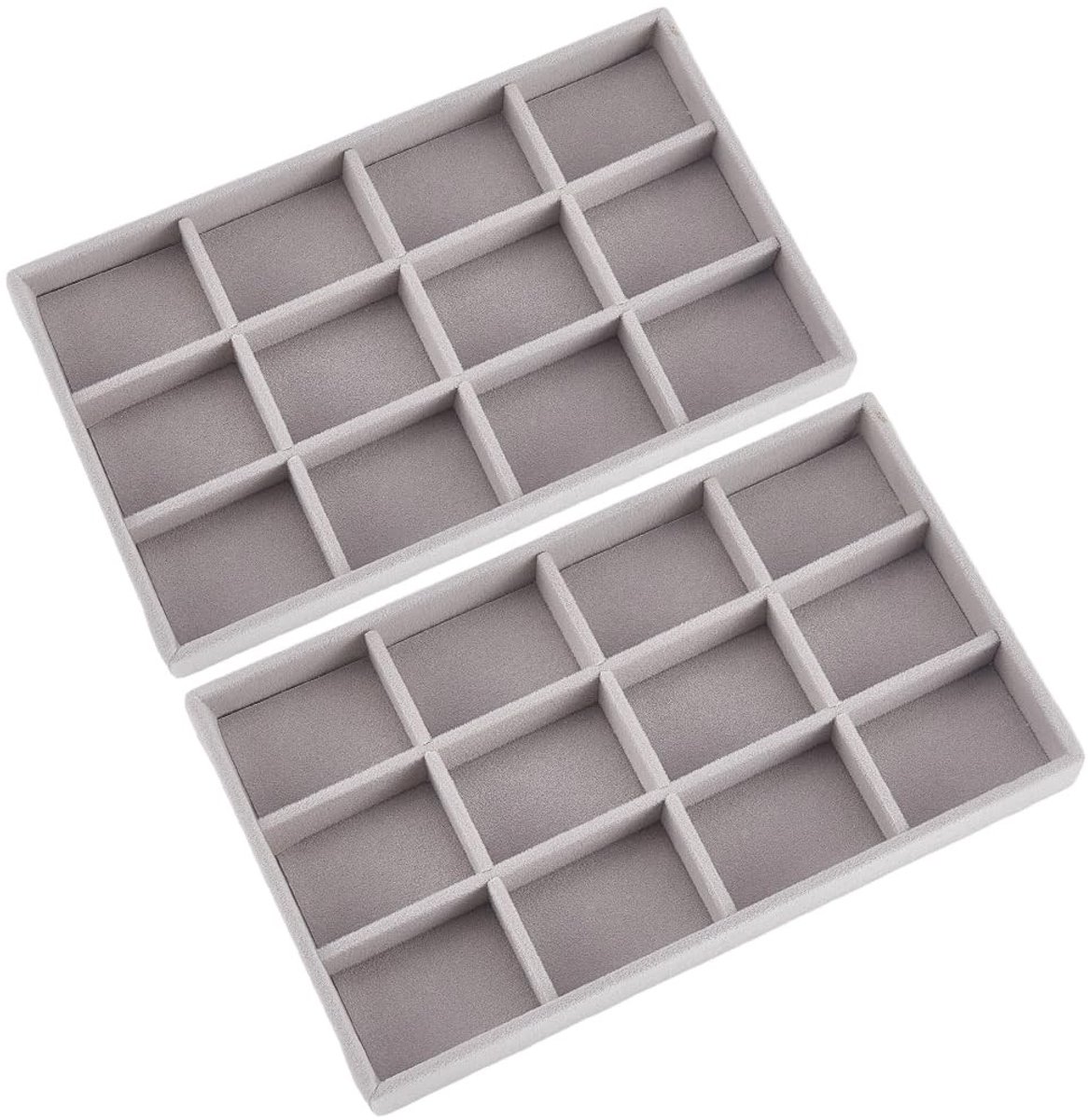 Elzusha - 2 Stuks Velvet Sieraden Organizer met Verdeelstukken