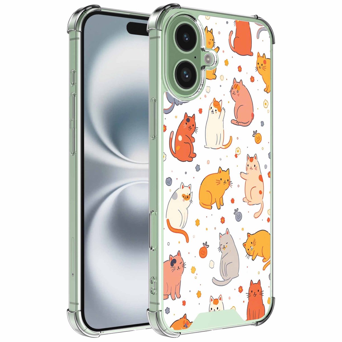 Smartphonica Geschikt voor iPhone 16 Plus Telefoonhoesje met Poezen opdruk opdruk - Draadloos op te laden - Shockproof Siliconen TPU Strong Case - Sterk Schokbestendig Telefoonhoesje geschikt voor iPhone 16 Plus