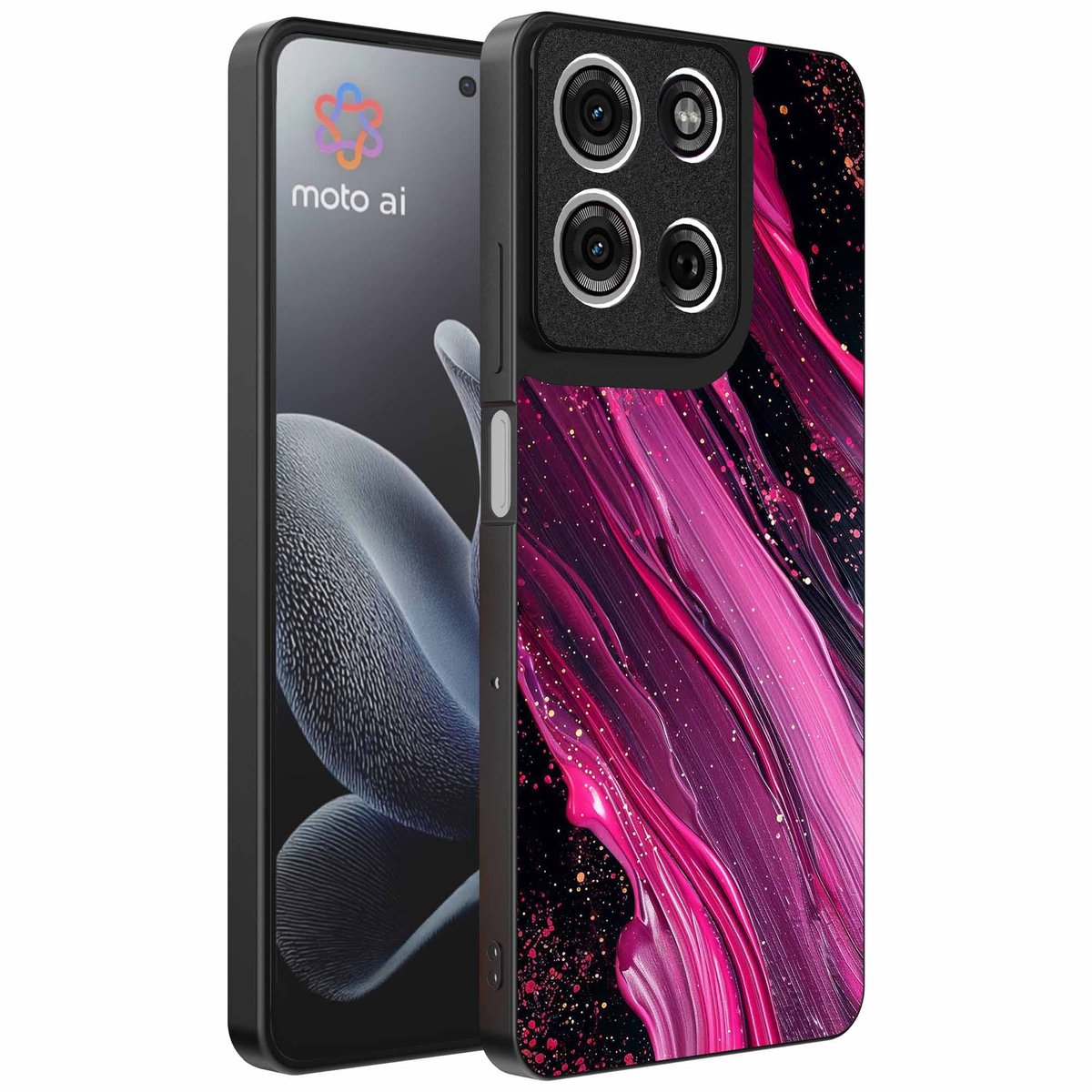 Geschikt voor Motorola Edge 70 Telefoonhoesje met marmer opdruk - TPU backcover case marble design - Paars Roze - Smartphonica geschikt voor Motorola Edge 70