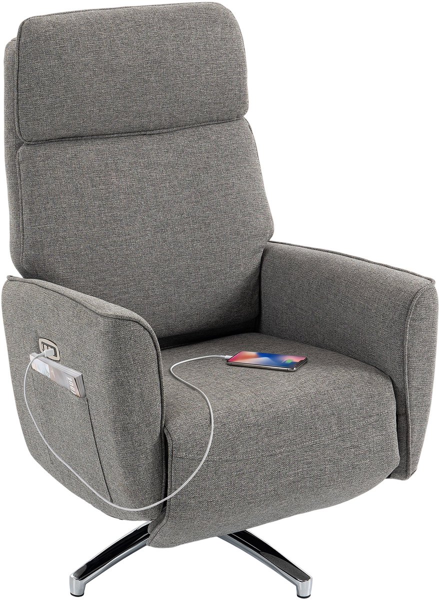 HOMCOM-Elektrische relaxfauteuil - Linnenstof (100% polyester) - 76 x 87 x 114 cm - Grijs