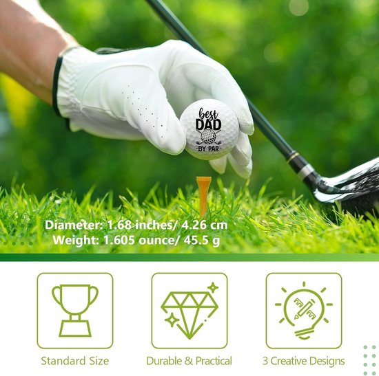 3 Stuks Golfballen Cadeauset voor Verjaardag - Grappige Golfballen voor Mannen en Vader, Ideaal voor Golf Enthousiastelingen — afbeelding 2