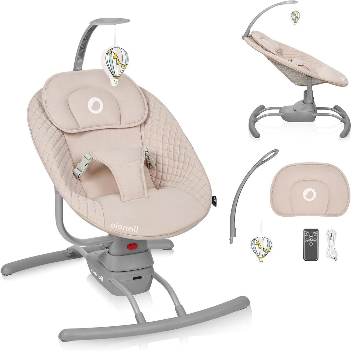 Baby Wipstoel - Elektrische Schommel - Baby Kalmeren - Met Afstandsbediening - Tot 9 kg - Beige