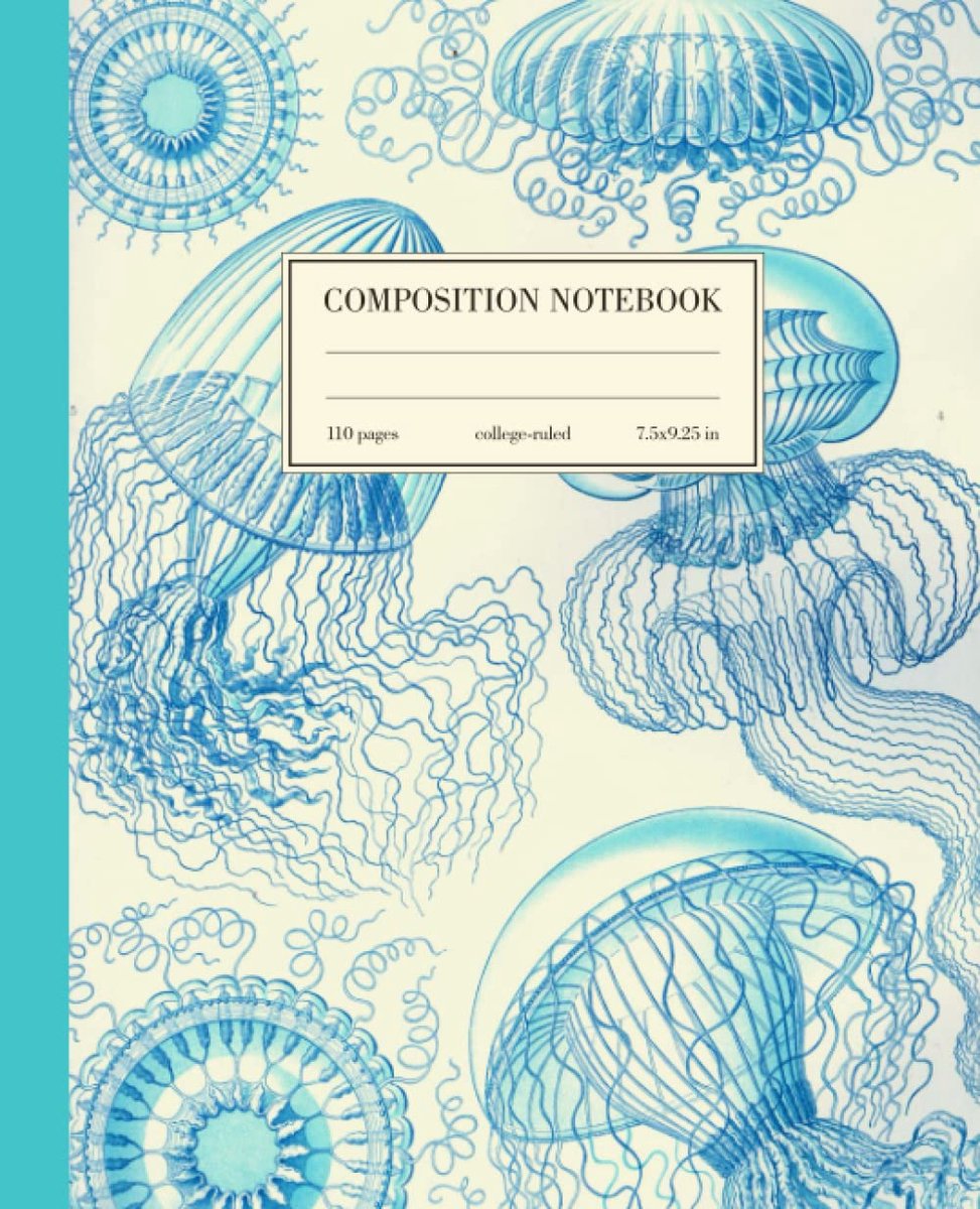 Composition Notebook College Ruled: Jellyfish Vintage Botanical Illustration - ShopVlot