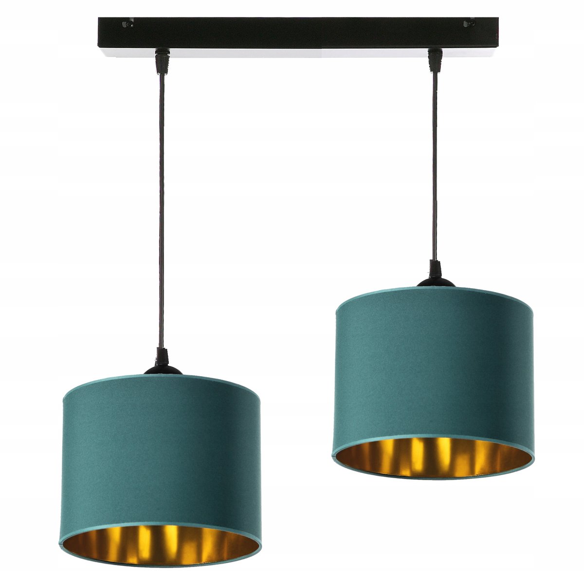 Luxe Hanglamp Midnight Gold 2-lichts E27 met Gouden binnenrand