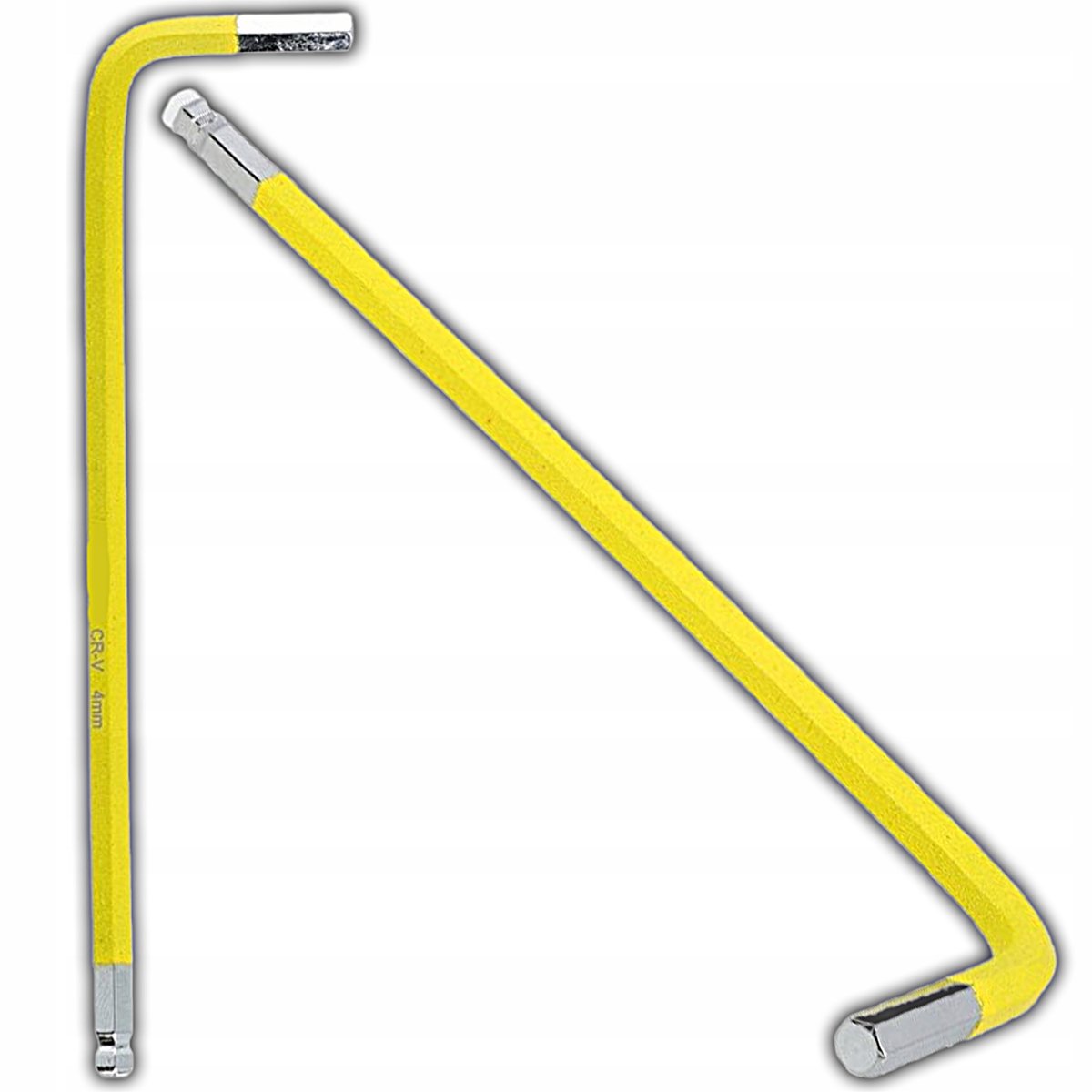Lange Inbussleutel 4mm met Kogelkop - Geel - CrV Staal