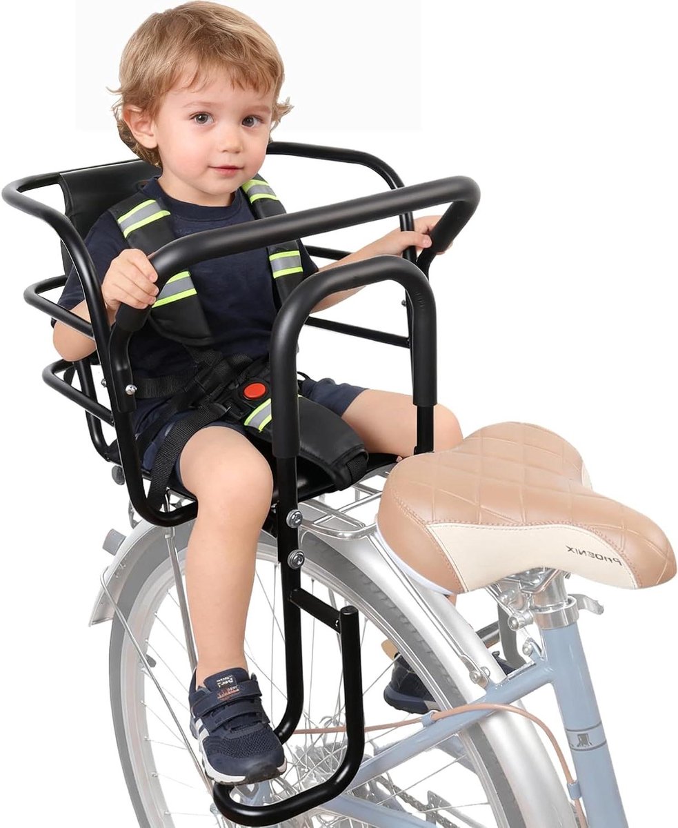Kinderfietszitje - Fietsstoeltje Achter - Samen Fietsen - Verstelbare Voetsteunen - 18 Maanden tot 8 Jaar - Zwart